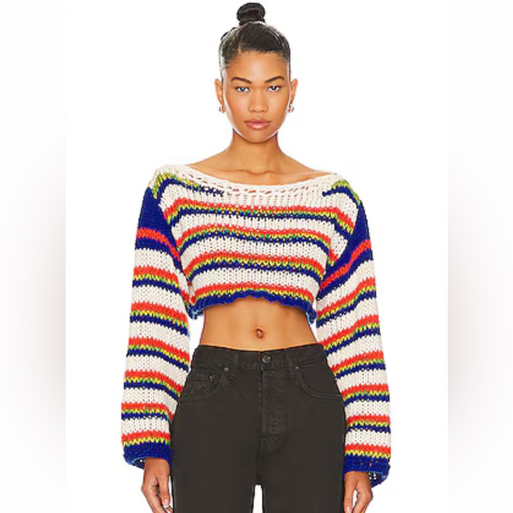 NWT Multicolor Striped Cropped Sweater